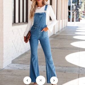 Lulus Flared Denim Bellbottom Overalls - size small